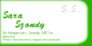 sara szondy business card